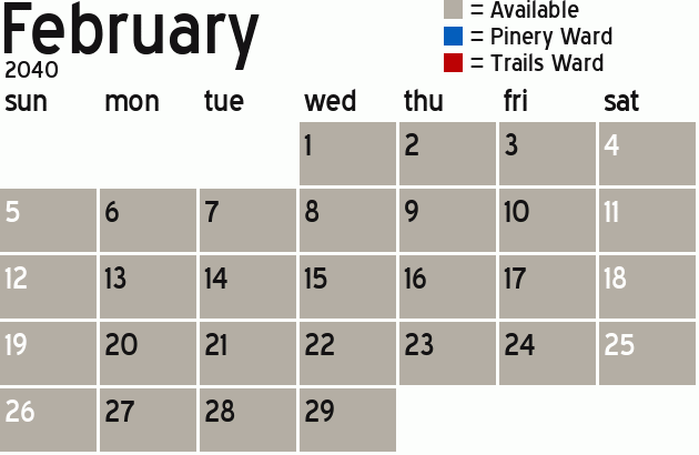 Missionary Dinner Calendar