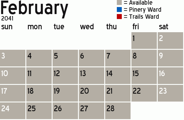 Missionary Dinner Calendar