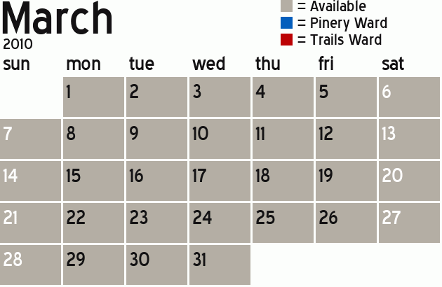 Missionary Dinner Calendar