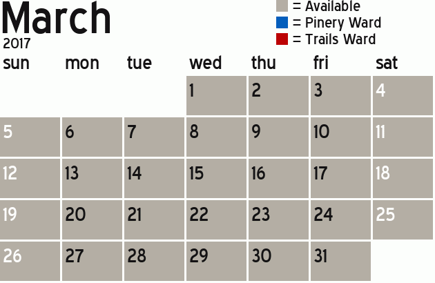 Missionary Dinner Calendar