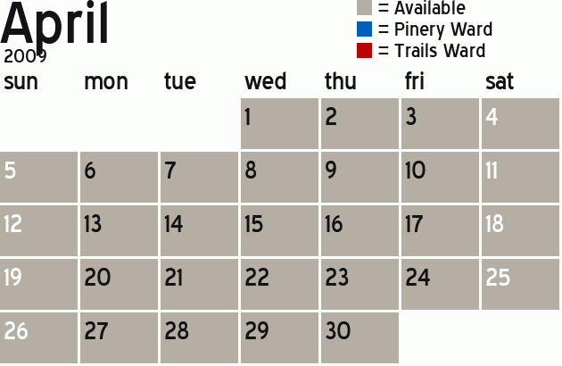 Missionary Dinner Calendar