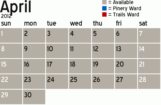 Missionary Dinner Calendar