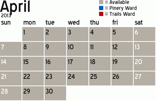 Missionary Dinner Calendar