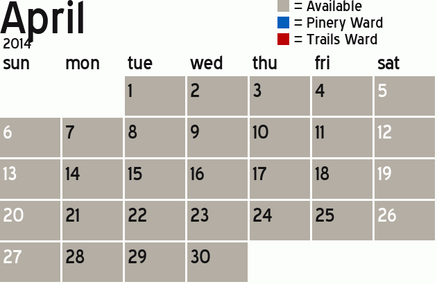 Missionary Dinner Calendar