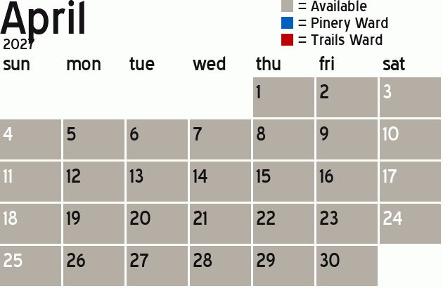 Missionary Dinner Calendar