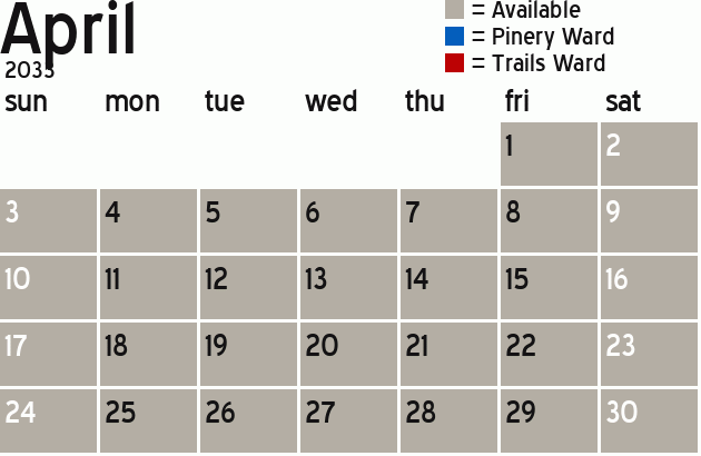 Missionary Dinner Calendar