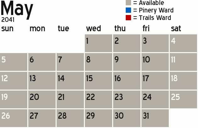 Missionary Dinner Calendar