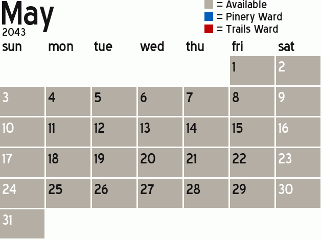 Missionary Dinner Calendar