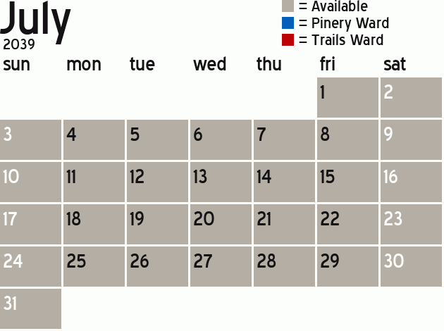 Missionary Dinner Calendar