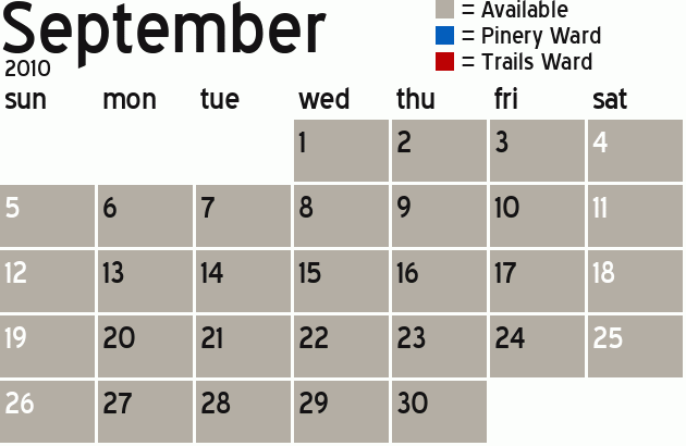 Missionary Dinner Calendar