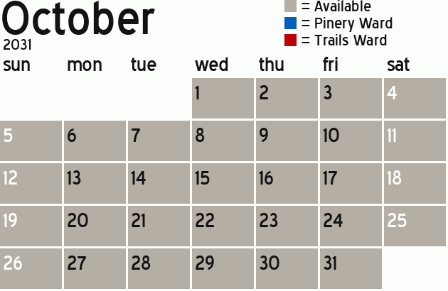 Missionary Dinner Calendar