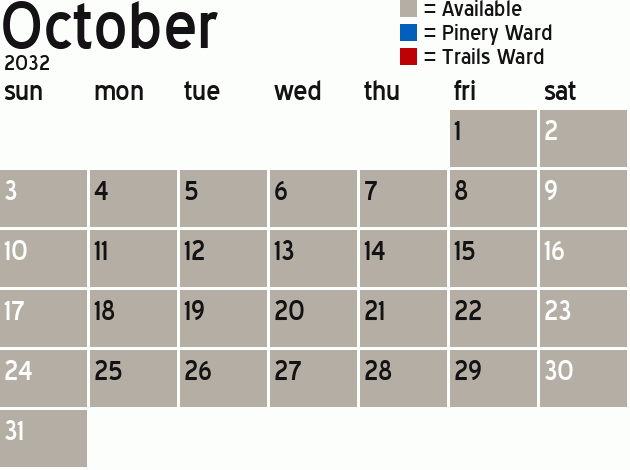 Missionary Dinner Calendar