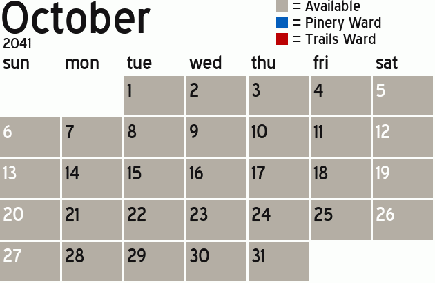 Missionary Dinner Calendar