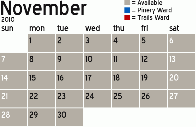Missionary Dinner Calendar