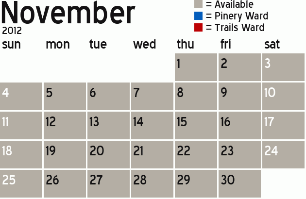 Missionary Dinner Calendar