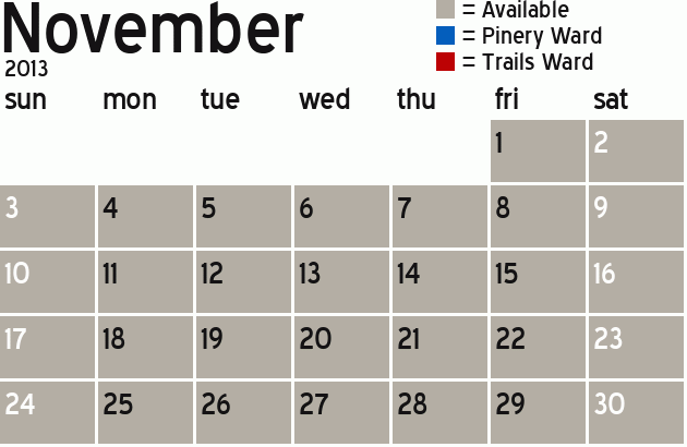 Missionary Dinner Calendar