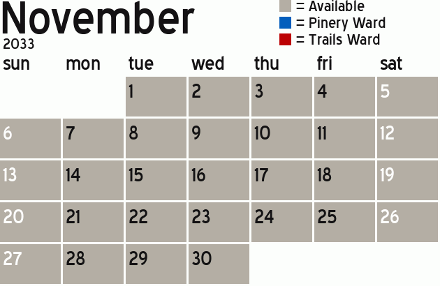 Missionary Dinner Calendar