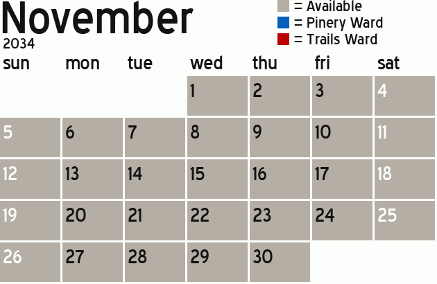 Missionary Dinner Calendar