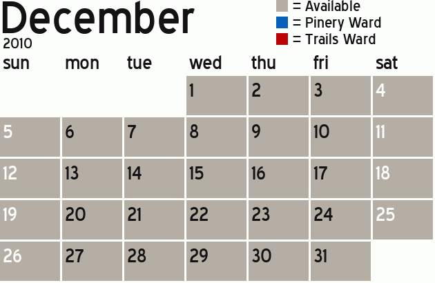 Missionary Dinner Calendar