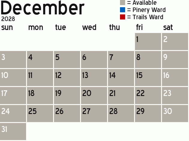 Missionary Dinner Calendar